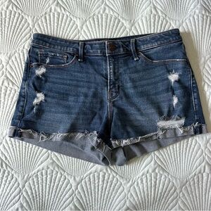Abercrombie & Fitch Low Rise Dark Blue Denim Shorts